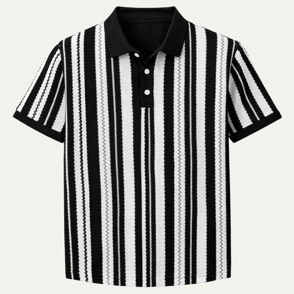 Koszulka polo męska w paski z krótkim rękawem - Arkadya Outlet - Men Shirt
