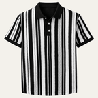 Koszulka polo męska w paski z krótkim rękawem - Arkadya Outlet - Men Shirt