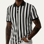 Koszulka polo męska w paski z krótkim rękawem - Arkadya Outlet - Men Shirt