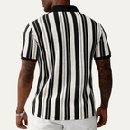 Koszulka polo męska w paski z krótkim rękawem - Arkadya Outlet - Men Shirt