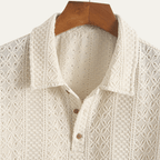 Koszulka polo męska żakardowa z krótkim rękawem - Arkadya Outlet - Men Shirt