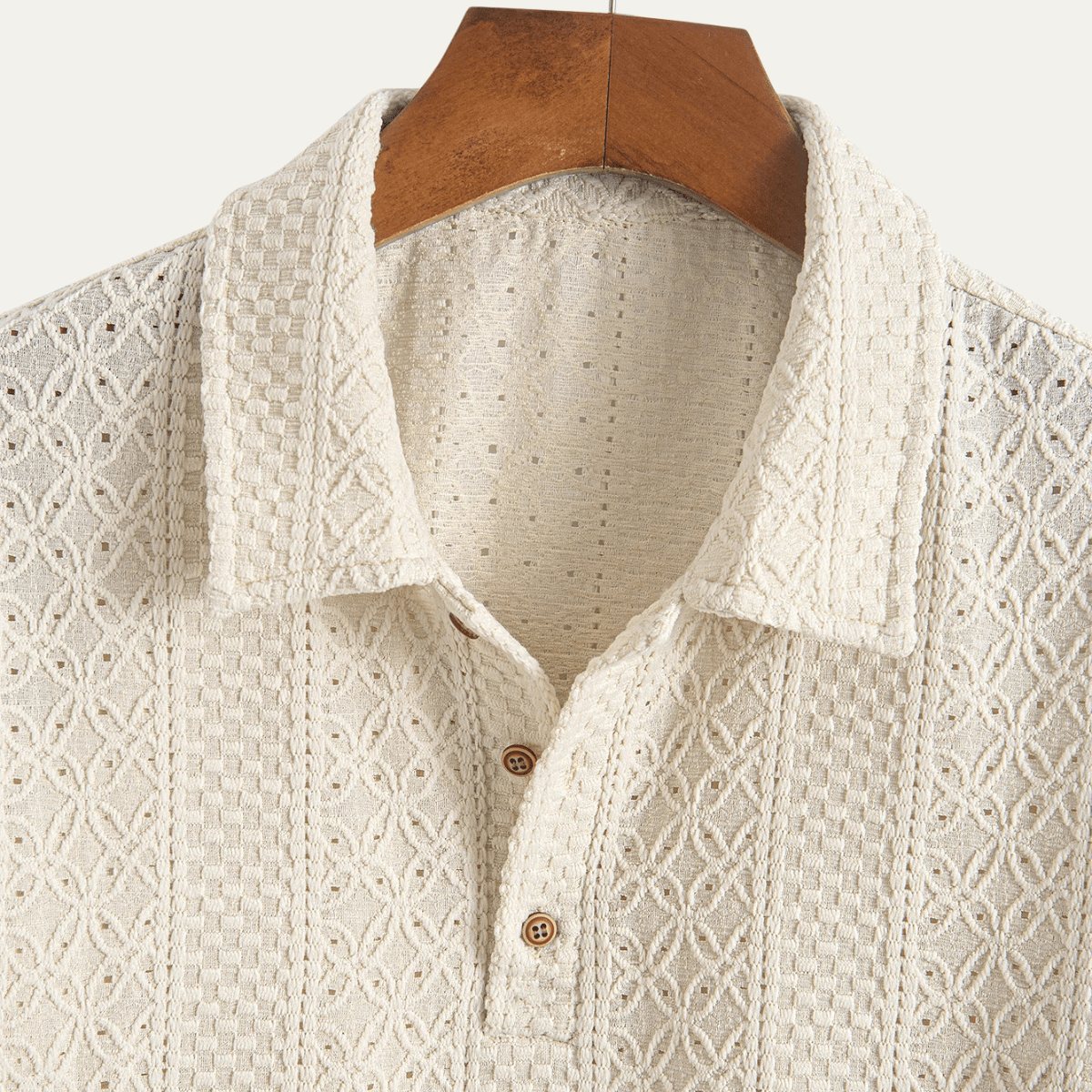 Koszulka polo męska żakardowa z krótkim rękawem - Arkadya Outlet - Men Shirt
