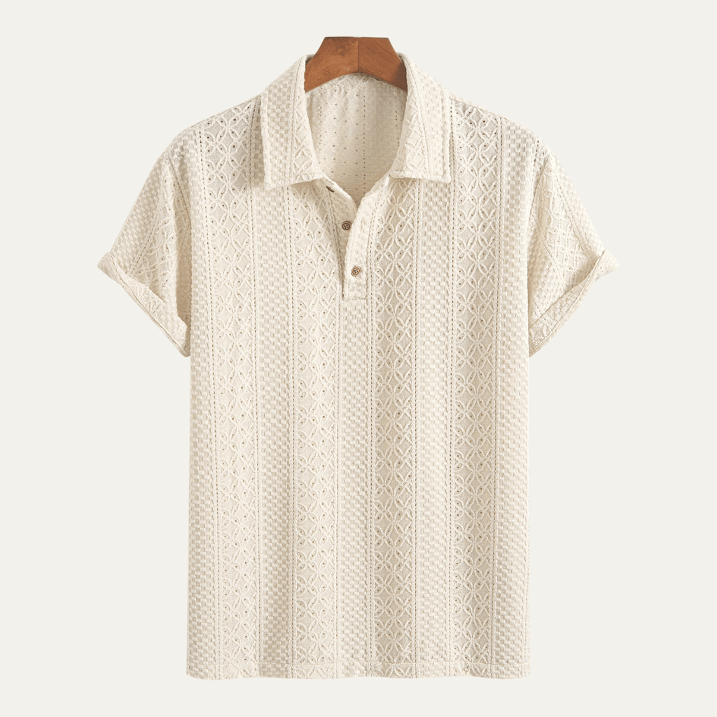 Koszulka polo męska żakardowa z krótkim rękawem - Arkadya Outlet - Men Shirt