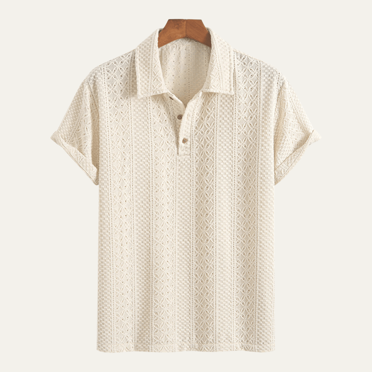 Koszulka polo męska żakardowa z krótkim rękawem - Arkadya Outlet - Men Shirt