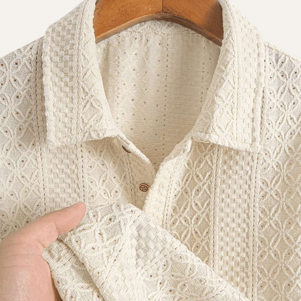 Koszulka polo męska żakardowa z krótkim rękawem - Arkadya Outlet - Men Shirt