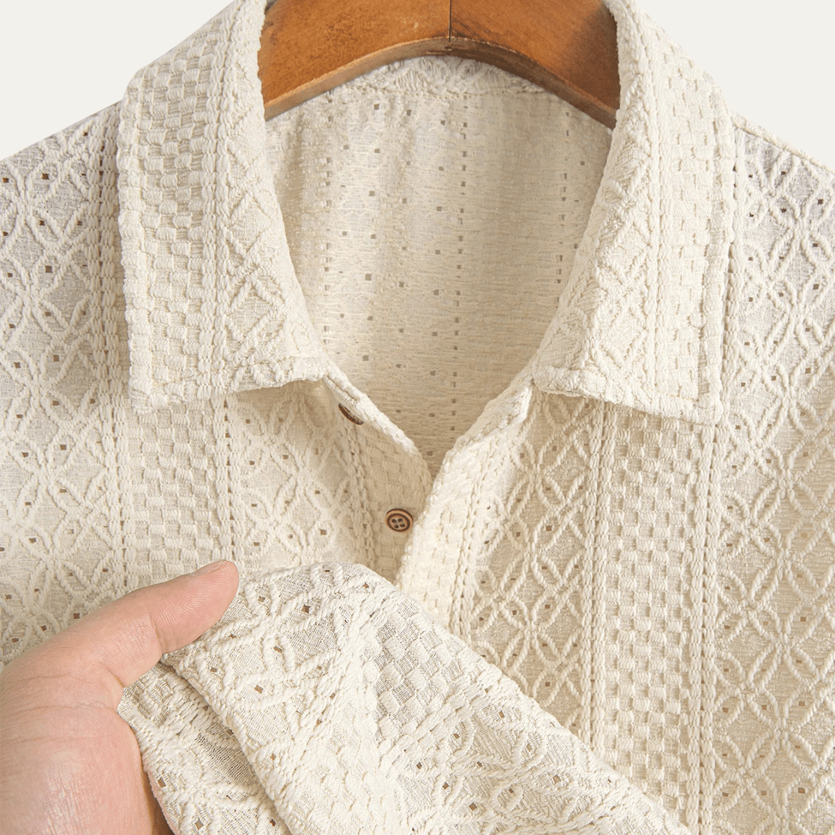 Koszulka polo męska żakardowa z krótkim rękawem - Arkadya Outlet - Men Shirt