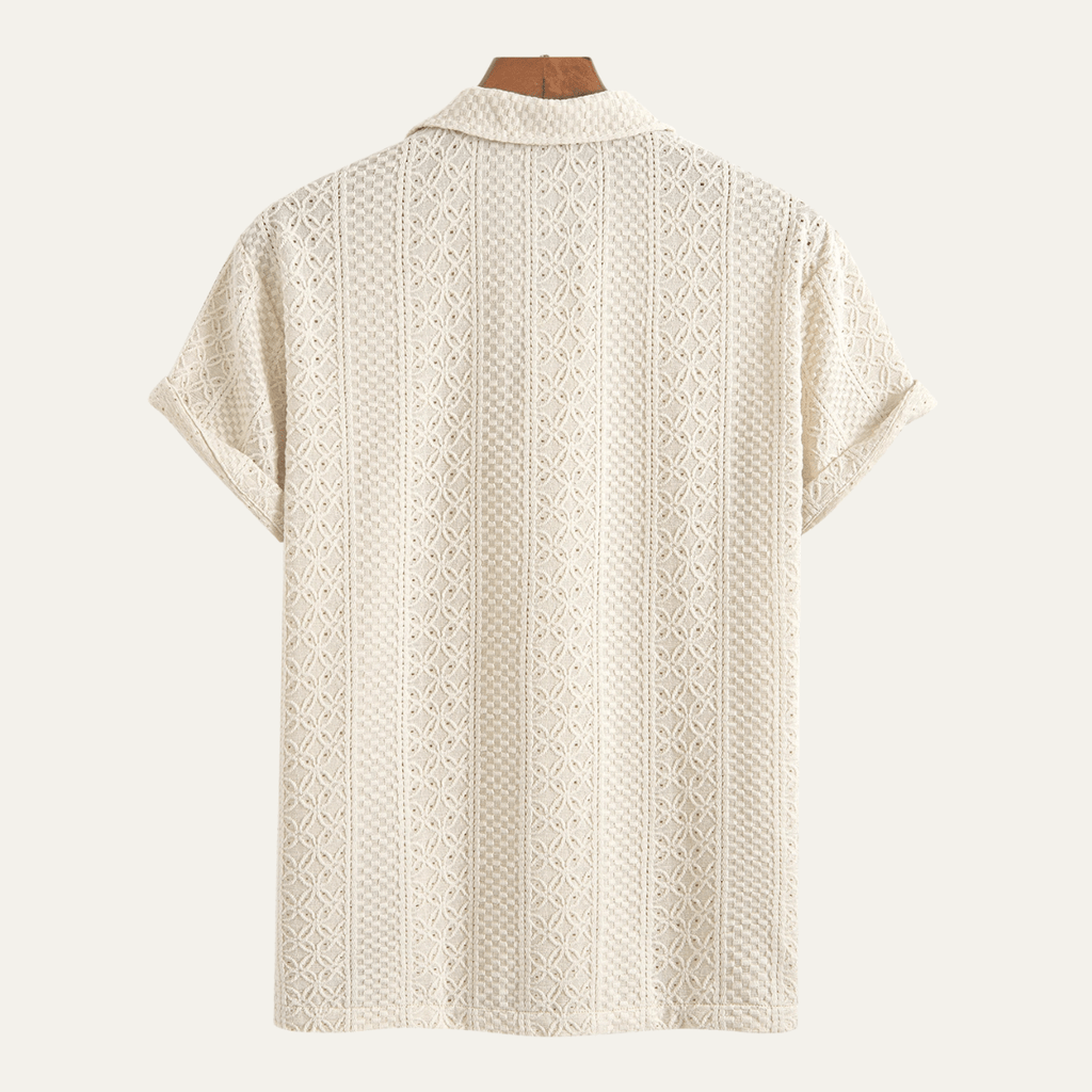 Koszulka polo męska żakardowa z krótkim rękawem - Arkadya Outlet - Men Shirt