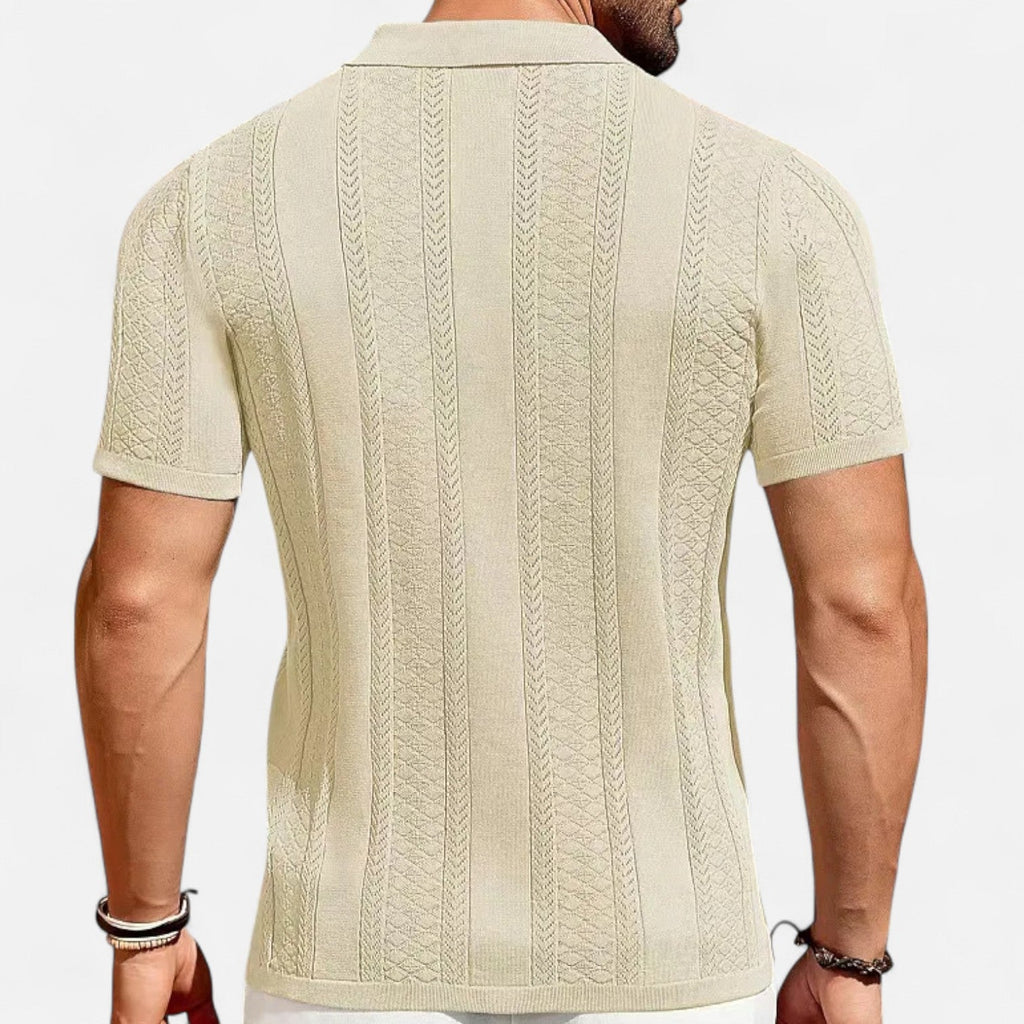 Koszulka Polo Męska Zapięcie Pięć Guzików Listwa Przednia - Arkadya Outlet - Men Shirt