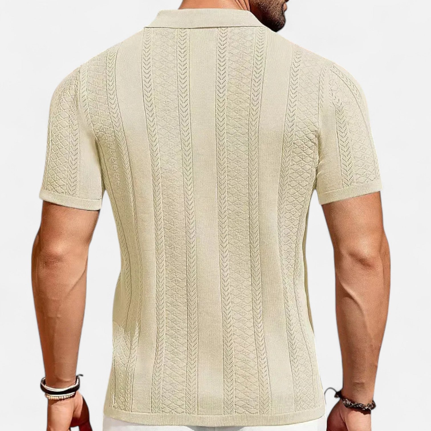 Koszulka Polo Męska Zapięcie Pięć Guzików Listwa Przednia - Arkadya Outlet - Men Shirt