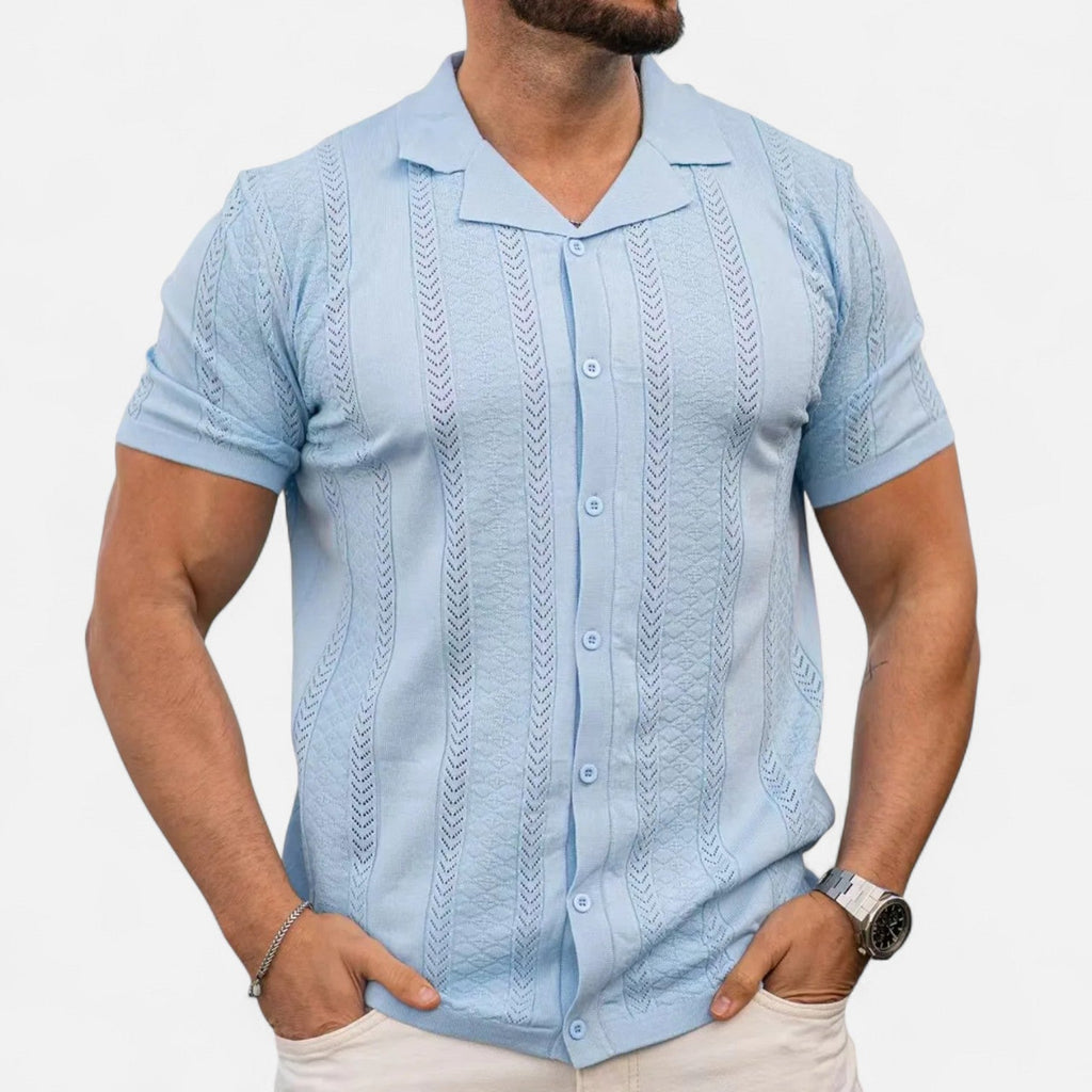 Koszulka Polo Męska Zapięcie Pięć Guzików Listwa Przednia - Arkadya Outlet - Men Shirt