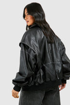 Kurtka Bomber Damska | Oversizowy krój z zamkiem i ściągaczami - Arkadya Outlet - Jackets