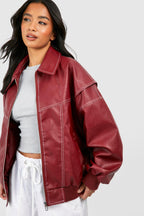 Kurtka Bomber Damska | Oversizowy krój z zamkiem i ściągaczami - Arkadya Outlet - Jackets