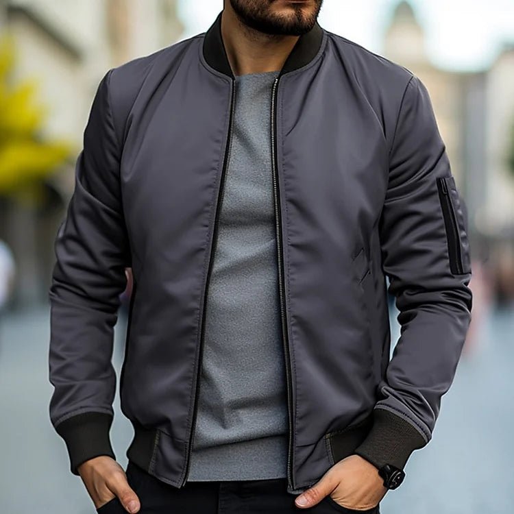 Kurtka Bomber Męska | Regularny Krój z Zamkiem i Kieszeniami - Arkadya Outlet - Jackets