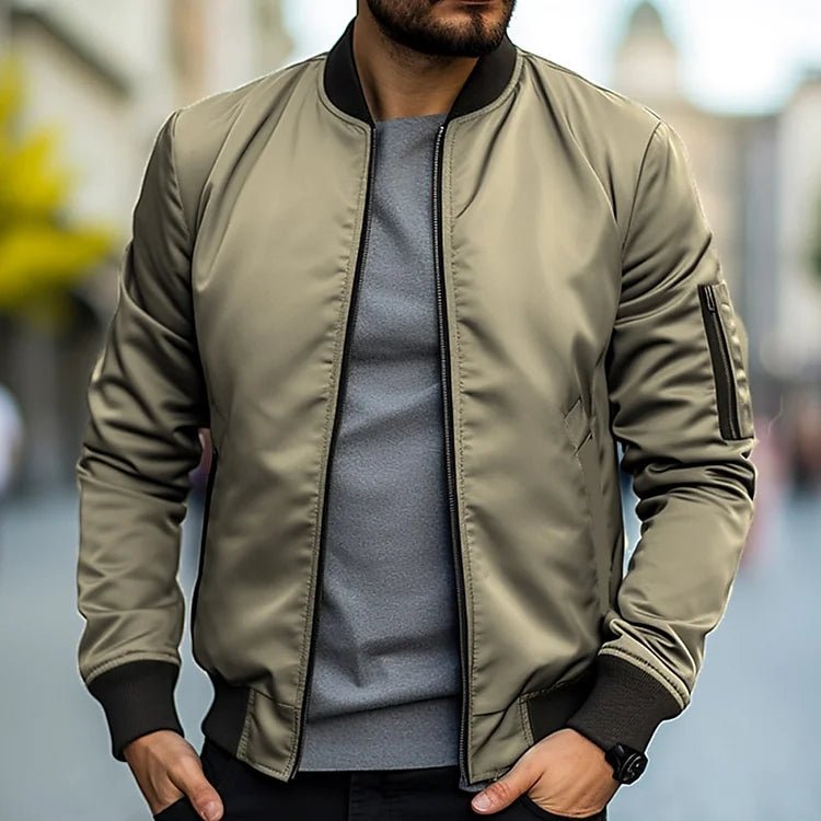 Kurtka Bomber Męska | Regularny Krój z Zamkiem i Kieszeniami - Arkadya Outlet - Jackets