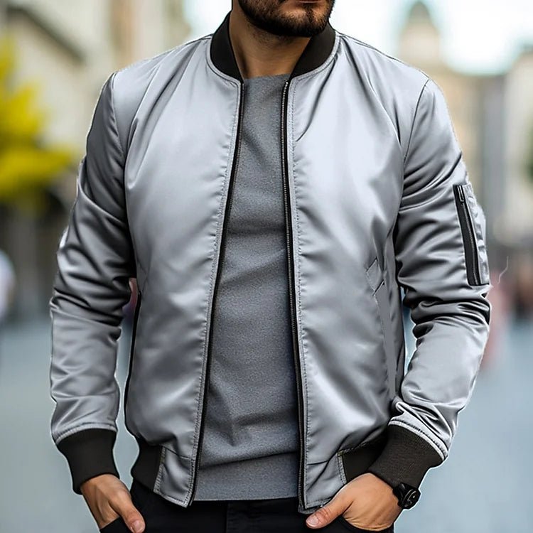 Kurtka Bomber Męska | Regularny Krój z Zamkiem i Kieszeniami - Arkadya Outlet - Jackets