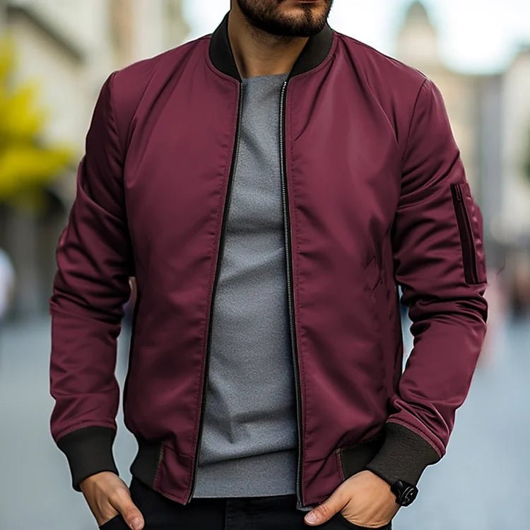 Kurtka Bomber Męska | Regularny Krój z Zamkiem i Kieszeniami - Arkadya Outlet - Jackets