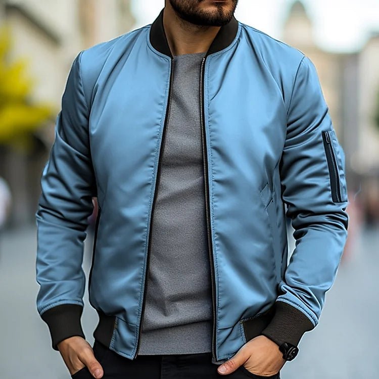 Kurtka Bomber Męska | Regularny Krój z Zamkiem i Kieszeniami - Arkadya Outlet - Jackets