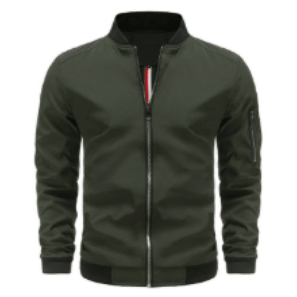 Kurtka Bomberka Męska | Pełne Zapięcie na Zamek i Prążkowany Kołnierz - Arkadya Outlet - Jackets