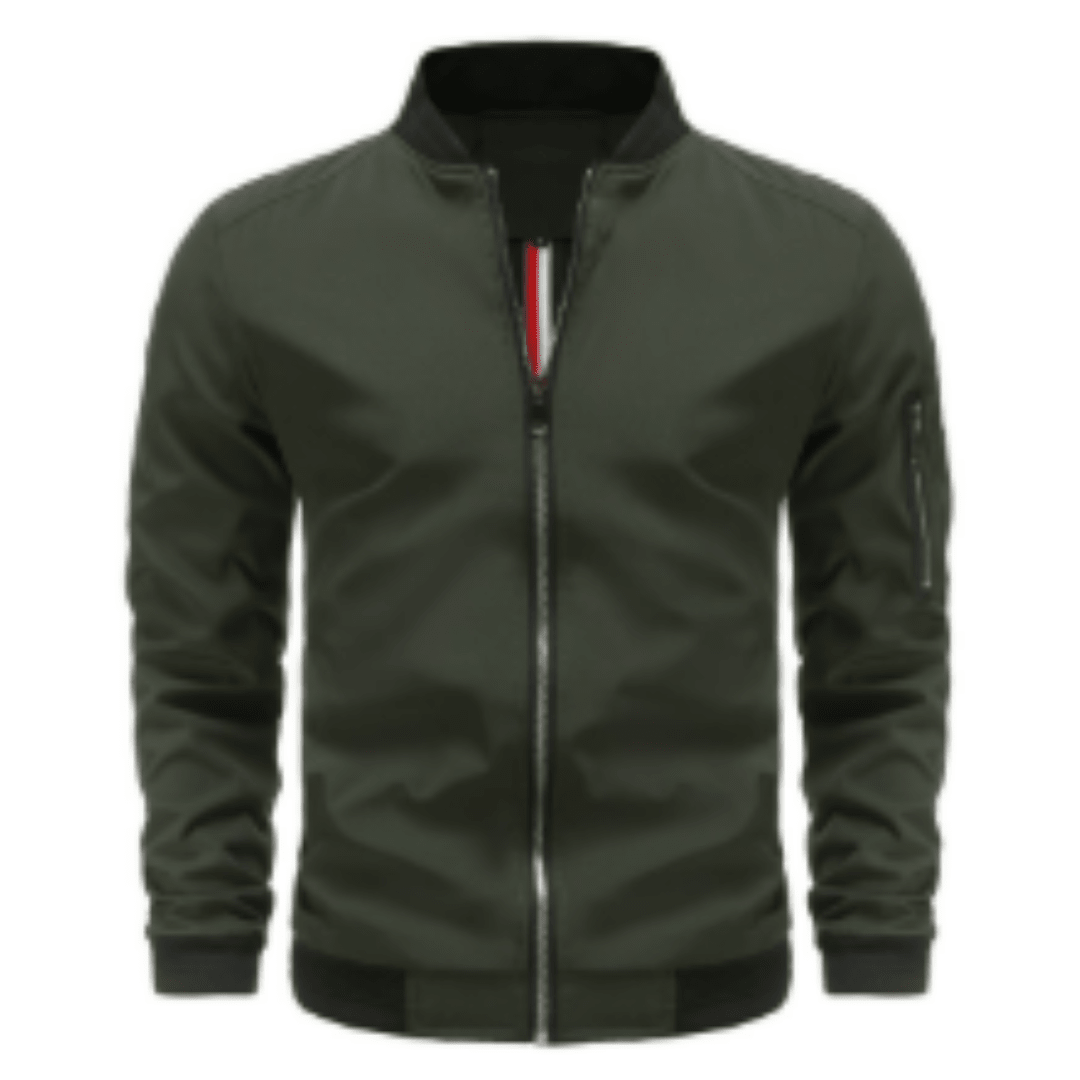 Kurtka Bomberka Męska | Pełne Zapięcie na Zamek i Prążkowany Kołnierz - Arkadya Outlet - Jackets