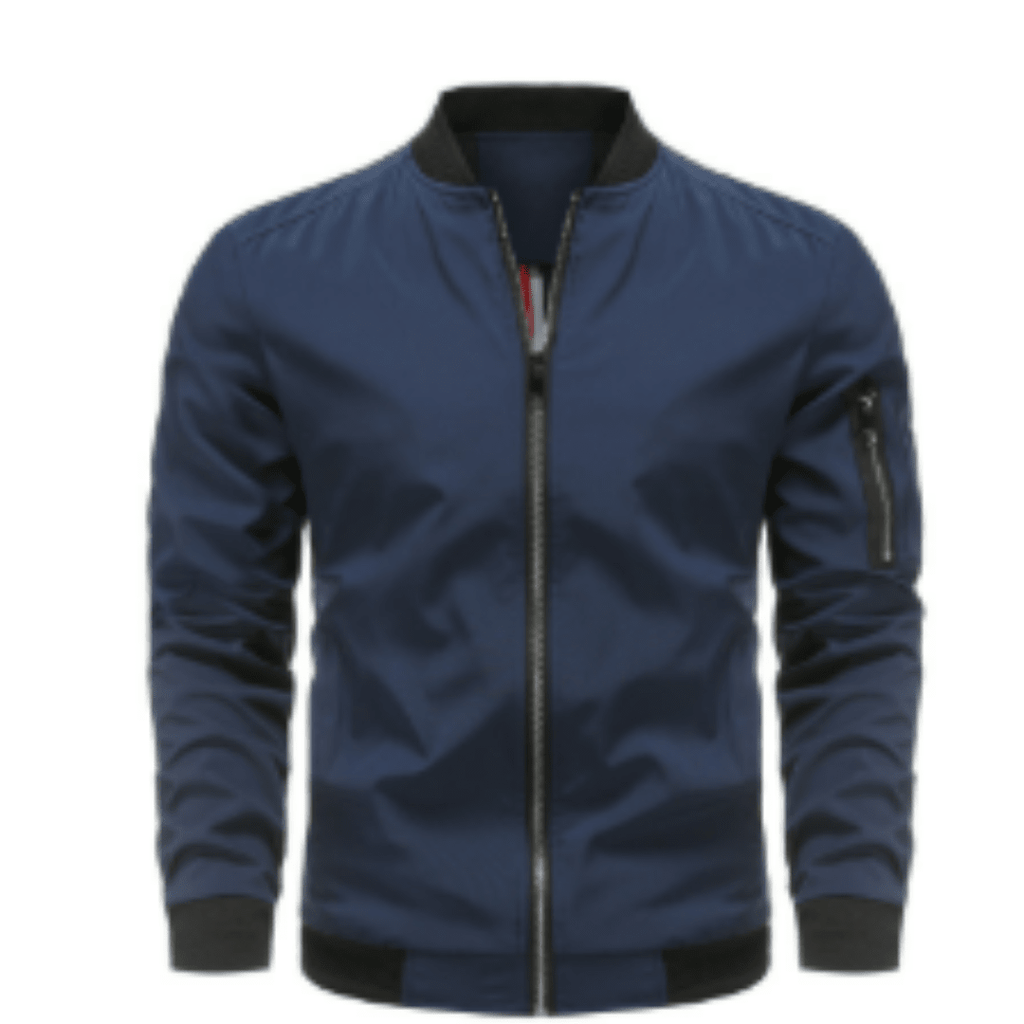 Kurtka Bomberka Męska | Pełne Zapięcie na Zamek i Prążkowany Kołnierz - Arkadya Outlet - Jackets