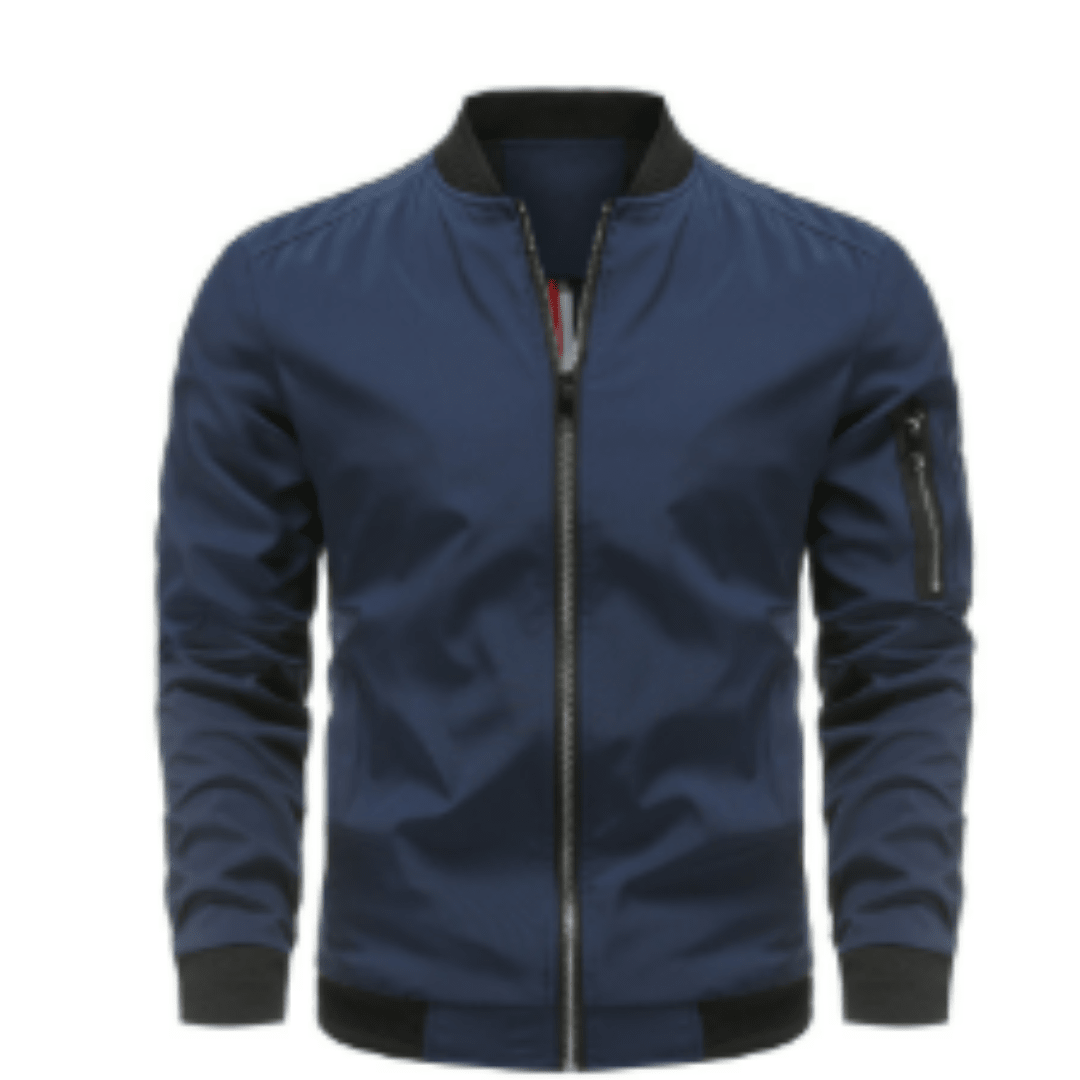 Kurtka Bomberka Męska | Pełne Zapięcie na Zamek i Prążkowany Kołnierz - Arkadya Outlet - Jackets