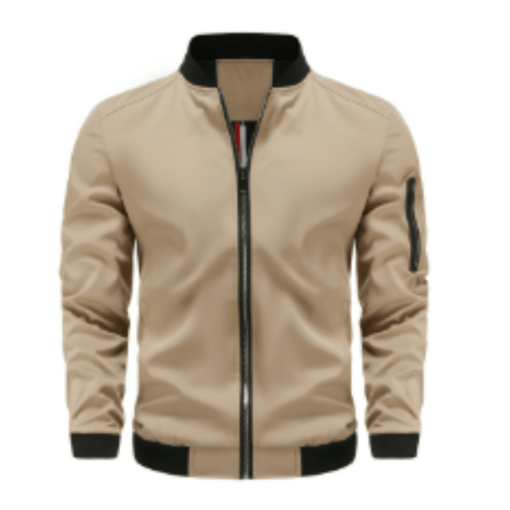 Kurtka Bomberka Męska | Pełne Zapięcie na Zamek i Prążkowany Kołnierz - Arkadya Outlet - Jackets