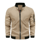 Kurtka Bomberka Męska | Pełne Zapięcie na Zamek i Prążkowany Kołnierz - Arkadya Outlet - Jackets