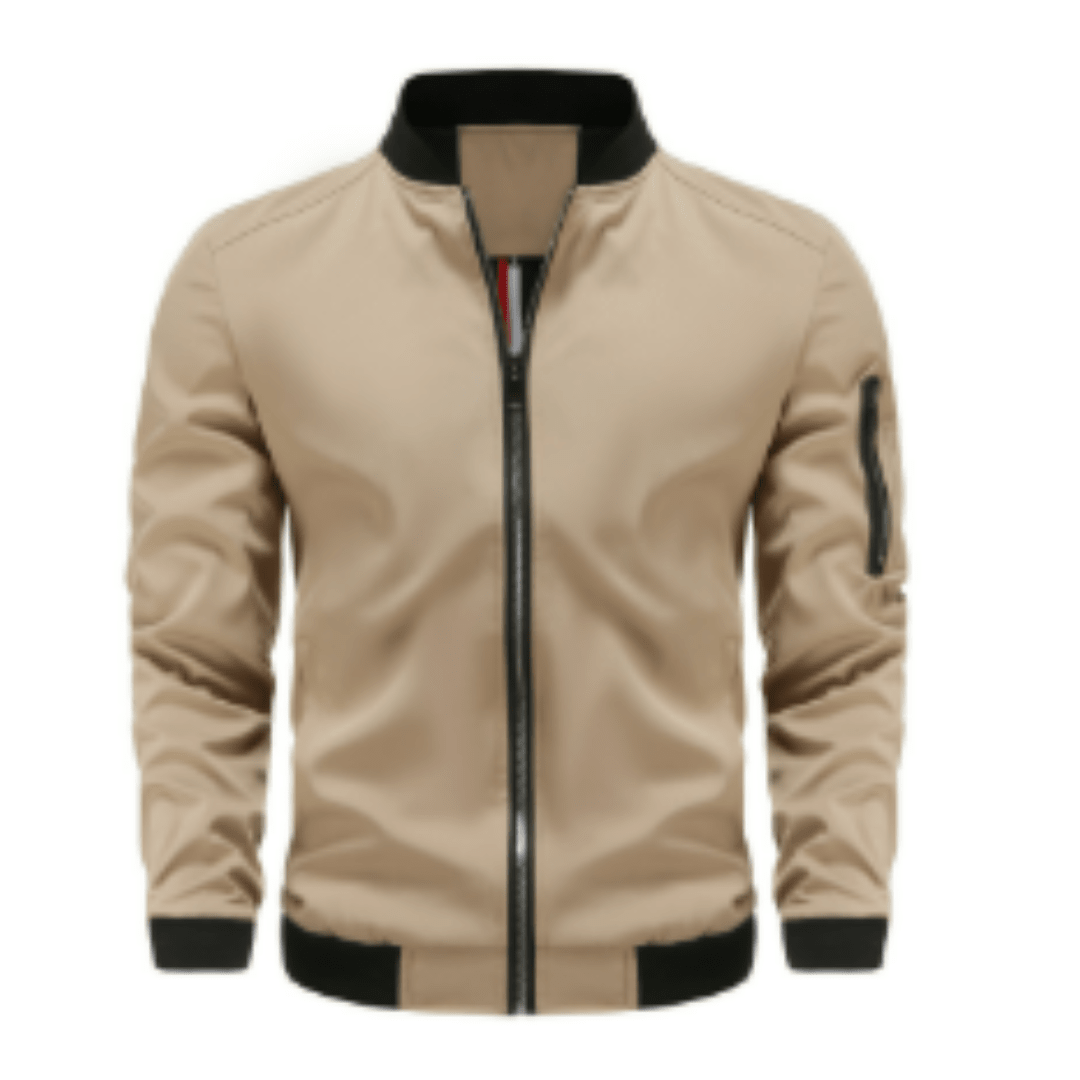 Kurtka Bomberka Męska | Pełne Zapięcie na Zamek i Prążkowany Kołnierz - Arkadya Outlet - Jackets