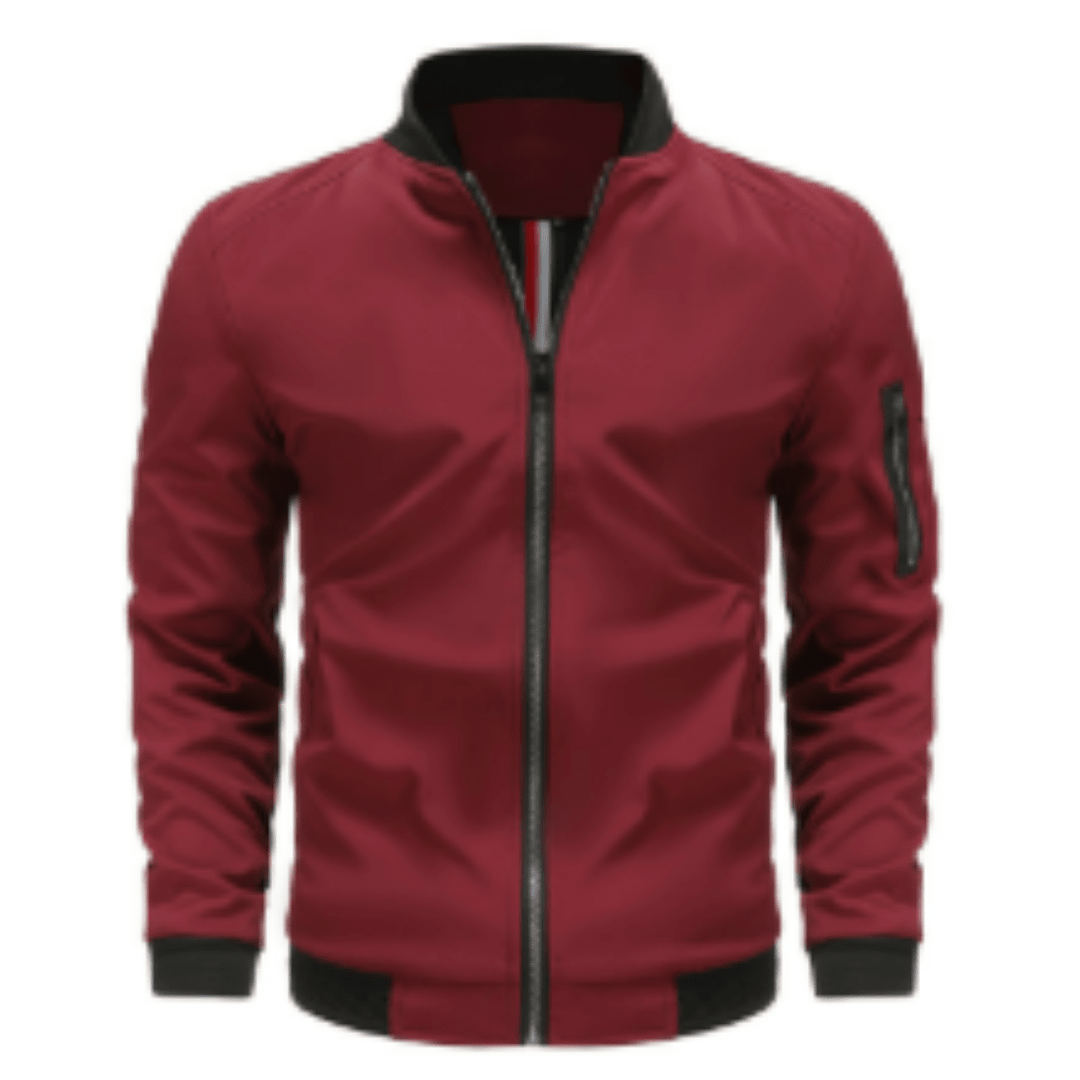 Kurtka Bomberka Męska | Pełne Zapięcie na Zamek i Prążkowany Kołnierz - Arkadya Outlet - Jackets