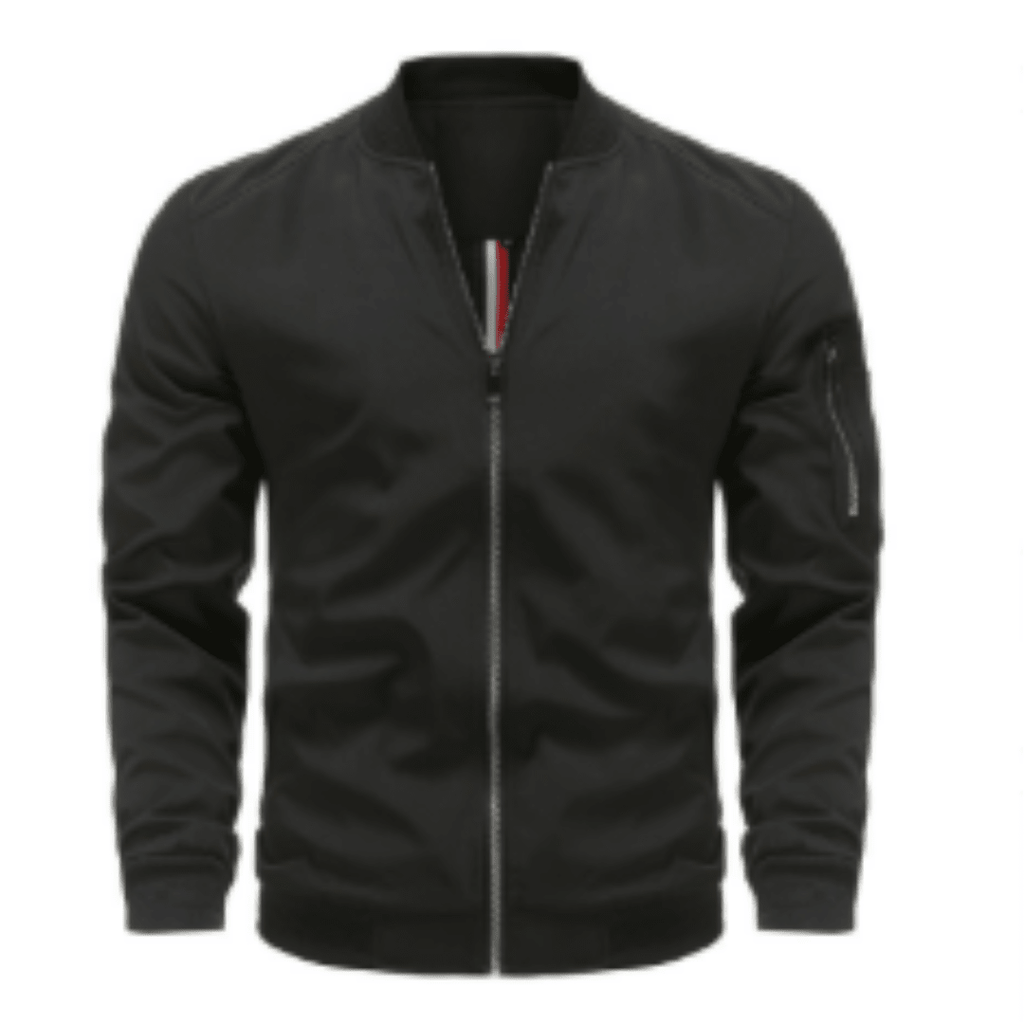 Kurtka Bomberka Męska | Pełne Zapięcie na Zamek i Prążkowany Kołnierz - Arkadya Outlet - Jackets