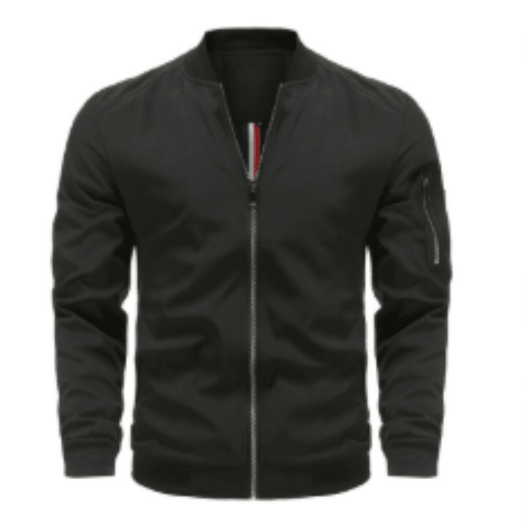 Kurtka Bomberka Męska | Pełne Zapięcie na Zamek i Prążkowany Kołnierz - Arkadya Outlet - Jackets