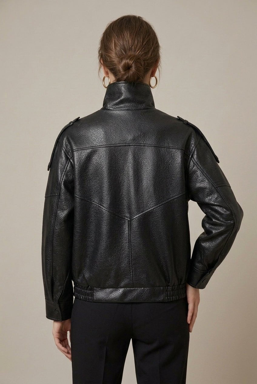 Kurtka Damska Bomber | Luźny krój z asymetryc. zamkiem - Arkadya Outlet - Jackets