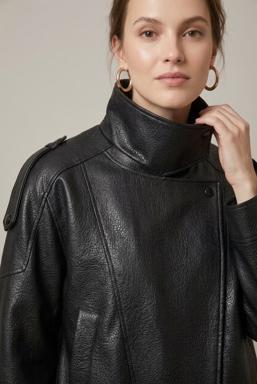 Kurtka Damska Bomber | Luźny krój z asymetryc. zamkiem - Arkadya Outlet - Jackets