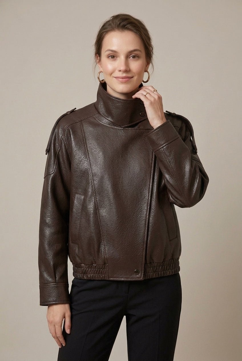 Kurtka Damska Bomber | Luźny krój z asymetryc. zamkiem - Arkadya Outlet - Jackets