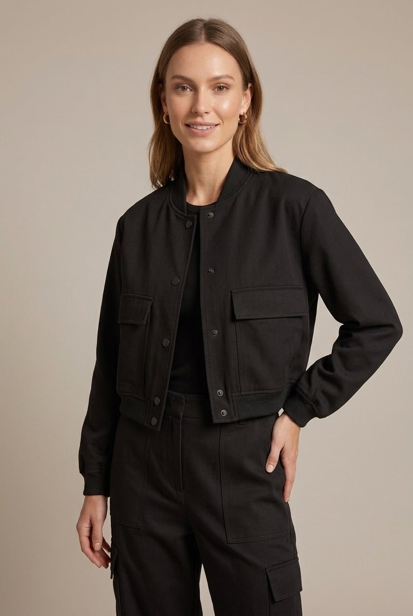 Kurtka Damska Bomber | Luźny Krój z Guzikami z Przodu - Arkadya Outlet - Jackets