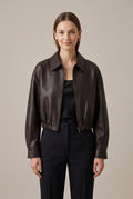 Kurtka Damska Bomber | Skrócony krój z zamkiem i kołnierzem - Arkadya Outlet - Jackets