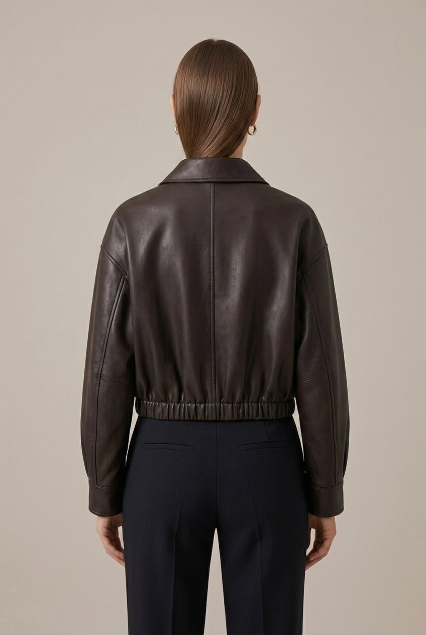 Kurtka Damska Bomber | Skrócony krój z zamkiem i kołnierzem - Arkadya Outlet - Jackets