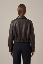 Kurtka Damska Bomber | Skrócony krój z zamkiem i kołnierzem - Arkadya Outlet - Jackets