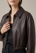 Kurtka Damska Bomber | Skrócony krój z zamkiem i kołnierzem - Arkadya Outlet - Jackets
