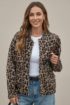Kurtka Damska Bomberka | Krój Oversize z Nadrukiem w Cętki - Arkadya Outlet - Jackets