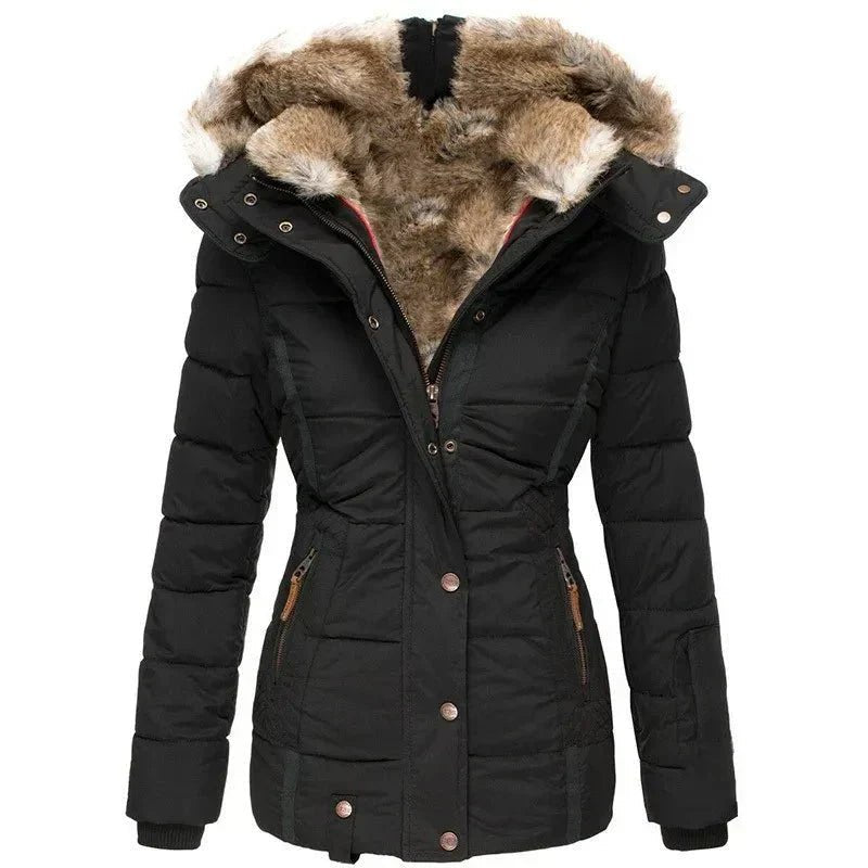Kurtka Damska | Dopasowany Krój z Podszytą Kapturem na Zimę - Arkadya Outlet - Jackets