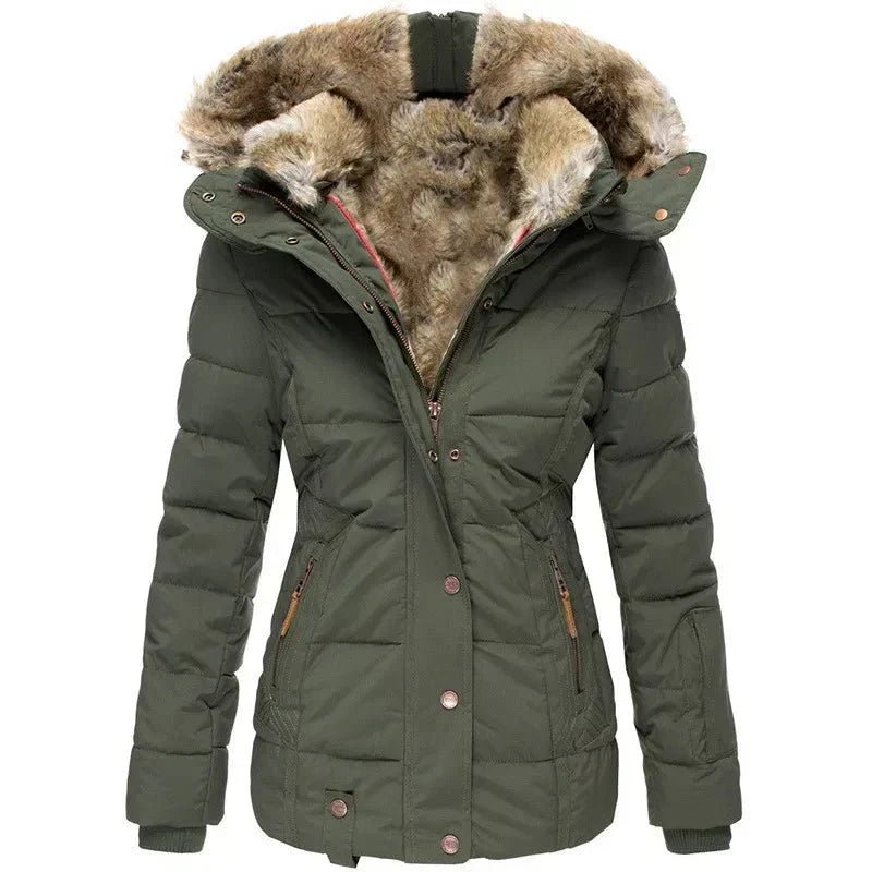 Kurtka Damska | Dopasowany Krój z Podszytą Kapturem na Zimę - Arkadya Outlet - Jackets