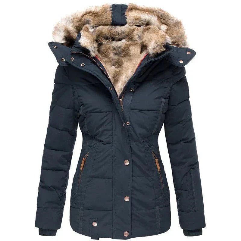 Kurtka Damska | Dopasowany Krój z Podszytą Kapturem na Zimę - Arkadya Outlet - Jackets