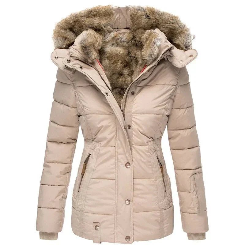 Kurtka Damska | Dopasowany Krój z Podszytą Kapturem na Zimę - Arkadya Outlet - Jackets