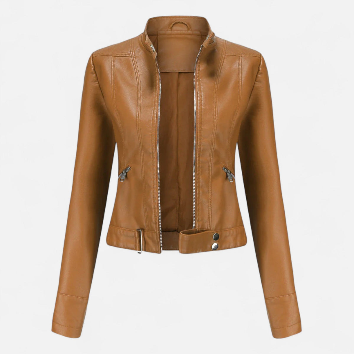 Kurtka Damska | Dopasowany krój z zamkiem i paskiem w talii - Arkadya Outlet - Jackets