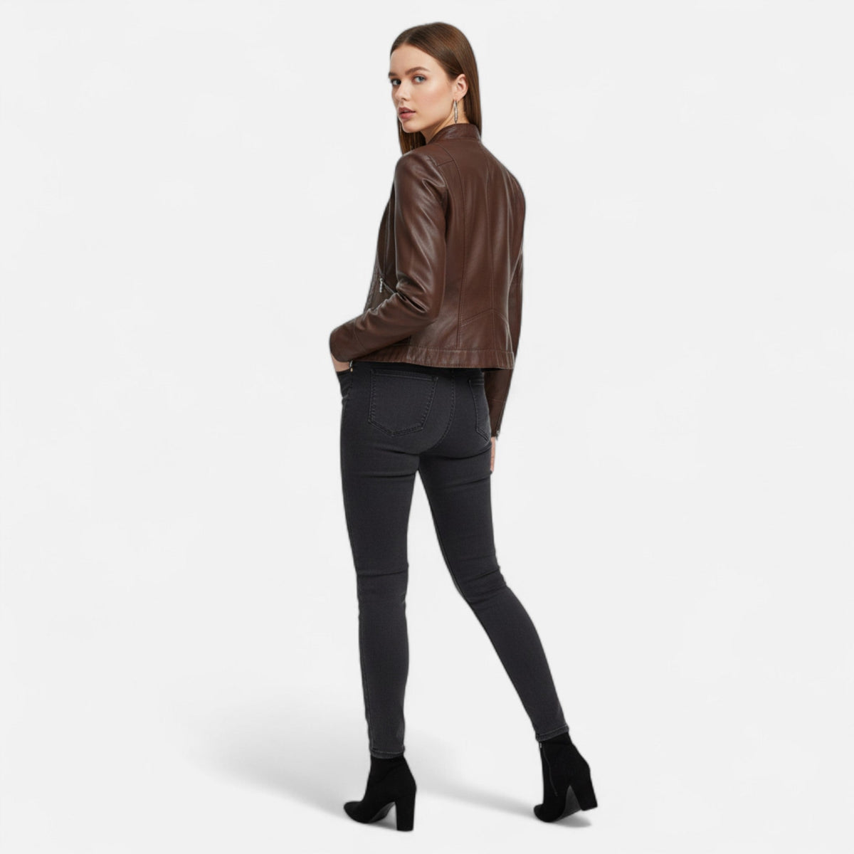 Kurtka Damska | Dopasowany krój z zamkiem i paskiem w talii - Arkadya Outlet - Jackets