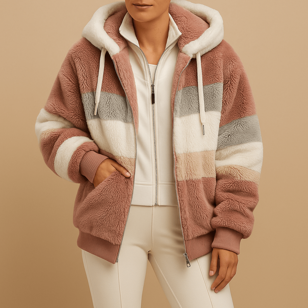 Kurtka Damska | Dzianinowy Krój Oversize z Bocznymi Kieszeniami - Arkadya Outlet - Jackets