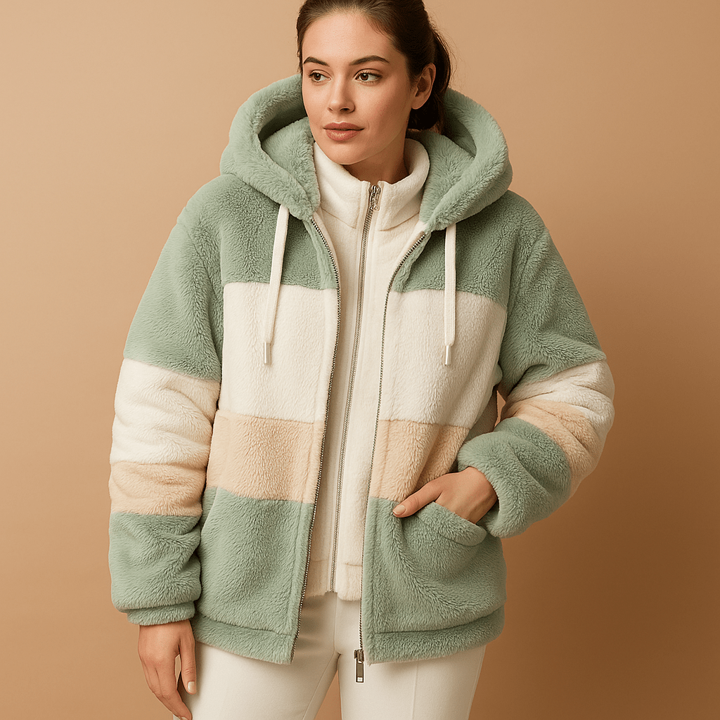 Kurtka Damska | Dzianinowy Krój Oversize z Bocznymi Kieszeniami - Arkadya Outlet - Jackets