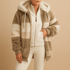 Kurtka Damska | Dzianinowy Krój Oversize z Bocznymi Kieszeniami - Arkadya Outlet - Jackets