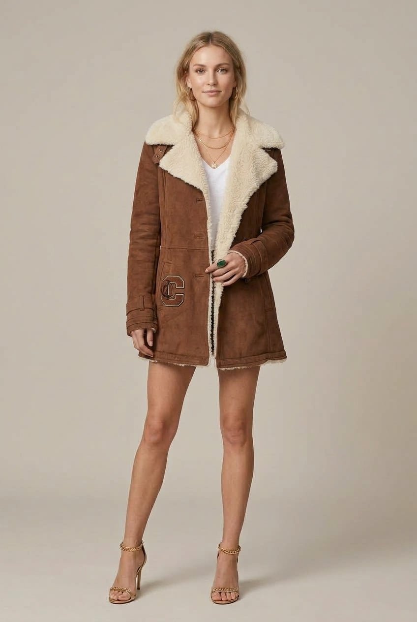 Kurtka Damska Jeansowa | Luźny Krój z Kołnierzem Sherpa - Arkadya Outlet - Jackets